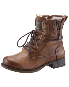 Зимние ботинки, ботинки на шнуровке, ботильоны, блочный каблук, на молнии, цвет Kastanie-Used Mustang shoes