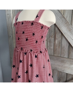 Платье-майка со звездами и полосками для девочек красного/белого/синего цвета For all seasons