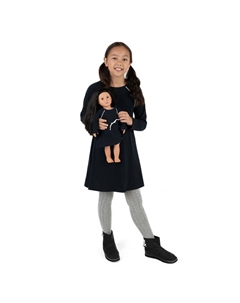 Платье для девочек и такое же кукольное платье с галстуком-бабочкой, темно-синий Leveret