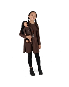 Платье для девочек и такое же кукольное платье с галстуком-бабочкой, коричневый Leveret