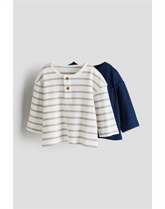 Комплект из 2 рубашек из хлопкового джерси, белый H&m