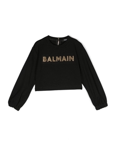 Футболка с длинными рукавами и логотипом Kids, черный Balmain