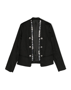 Декорированный двубортный пиджак Kids, черный Balmain