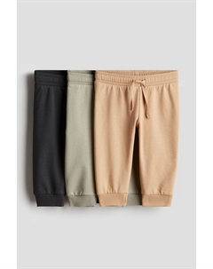Комплект из 3 хлопковых джоггеров, бежевый H&m