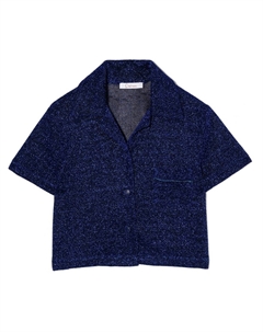 Рубашка с короткими рукавами и эффектом металлик, синий Oseree kids