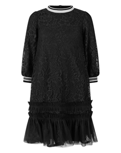 Кружевное платье с оборками, черный Simonetta