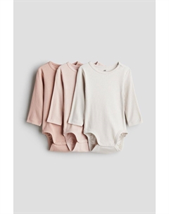 Набор из 3 боди в рубчик, розовый H&m