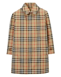 Двустороннее однобортное пальто в клетку Kids, коричневый Burberry