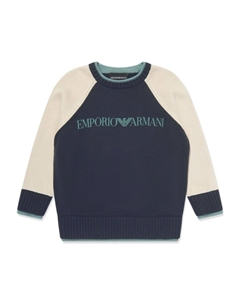 Джемпер со вставками и логотипом Kids, синий Emporio armani