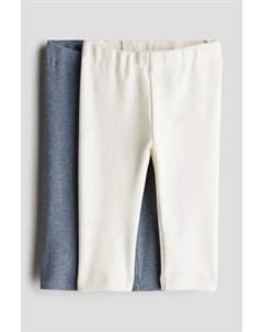 Комплект из 2 хлопковых леггинсов в рубчик, синий H&m