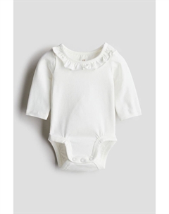 Хлопковое боди с воланным воротником, белый H&m