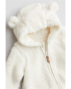 Детский комбинезон из флиса тедди с ушками, белый H&m