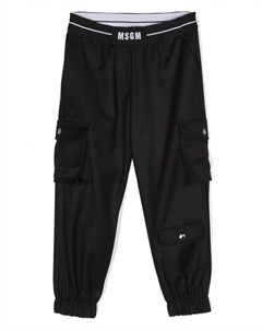 Брюки с эластичными манжетами и логотипом, черный Msgm kids