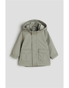 Хлопковая парка с капюшоном, зеленый H&m