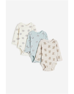 Комплект из 3 боди с длинными рукавами, бежевый H&m