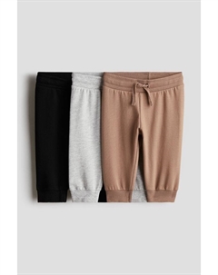 Комплект из 3 хлопковых джоггеров, коричневый H&m