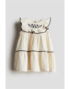 Муслиновое платье с вышивкой, бежевый H&m