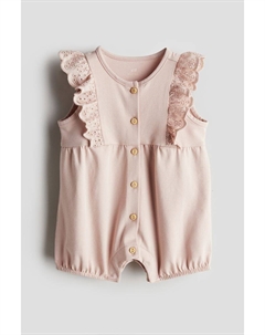 Хлопковый комбинезон с английской вышивкой, розовый H&m