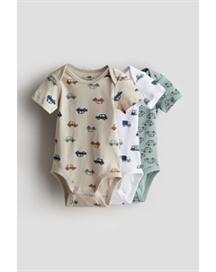 Комплект из 3 хлопковых боди, бежевый H&m