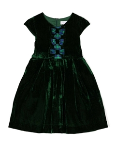 Расклешенное бархатное платье с бантом, зеленый Rachel riley