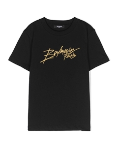 Футболка с вышитым логотипом Kids, черный Balmain