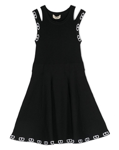 Расклешенное платье с жаккардовым логотипом, черный Twin-set kids