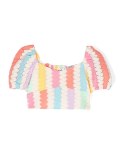 Укороченный топ в стиле колор-блок, бежевый Mc2 saint barth kids