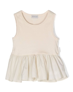 Топ с баской и вышитым логотипом, бежевый Moncler enfant