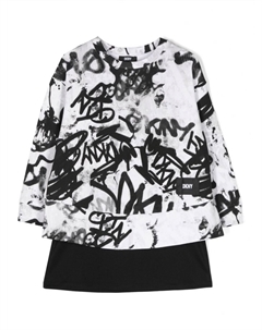 Многослойное платье мини с принтом Graffiti, белый Dkny kids