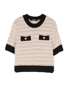 Трикотажный топ с пуговицами Kids, бежевый Balmain