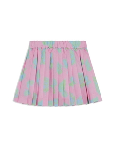 Мини-юбка со складками с принтом роз Kids, розовый Versace
