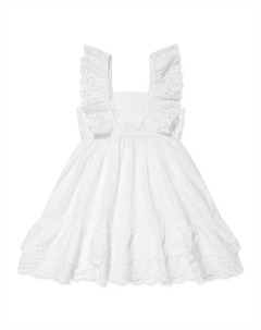 Платье с оборками и английской вышивкой, белый Molo