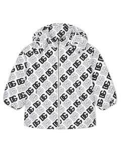 Стеганый пуховик с логотипом DG Kids, белый Dolce&gabbana
