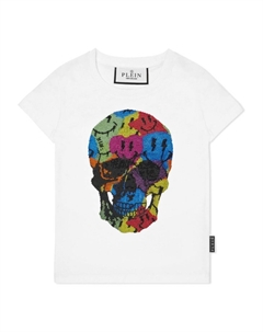 Футболка Smile с кристаллами, белый Philipp plein
