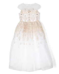 Платье с открытыми плечами и вышивкой, белый Marchesa kids couture