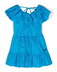 Ярусное платье с оборками, синий Msgm kids