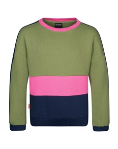 Лонгслив Girl's Verdal Sweatshirt, цвет Dusky Olive/Light Magenta/Navy Trollkids