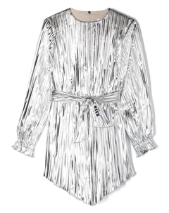 Платье мини асимметричного кроя с эффектом металлик, металлик Msgm kids