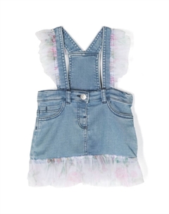 Джинсовый комбинезон с юбкой, синий Monnalisa