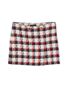 Твидовая мини-юбка в клетку Kids, красный Versace