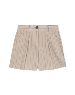 Полосатые шорты строгого кроя, бежевый Brunello cucinelli kids