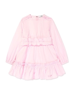 Платье с оборками и вышитым логотипом, зеленый Msgm kids