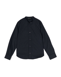 Хлопковая рубашка с вышитым логотипом Kids, синий Emporio armani