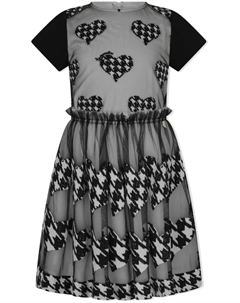 Платье в ломаную клетку с нашивкой, черный Simonetta