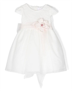 Платье с рукавами кап и цветочной аппликацией, белый Mimilù