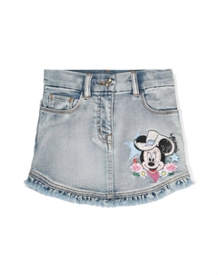 Джинсовая юбка с вышивкой, синий Monnalisa