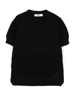 Трикотажный топ с короткими рукавами, черный Msgm kids