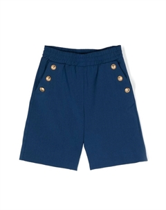 Шерстяные шорты с декорированными пуговицами Kids, синий Balmain