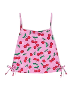 Топ на тонких бретелях с принтом Kids, розовый Chiara ferragni