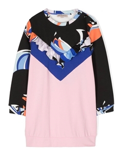 Платье из смесового хлопка с абстрактным принтом, черный Pucci junior